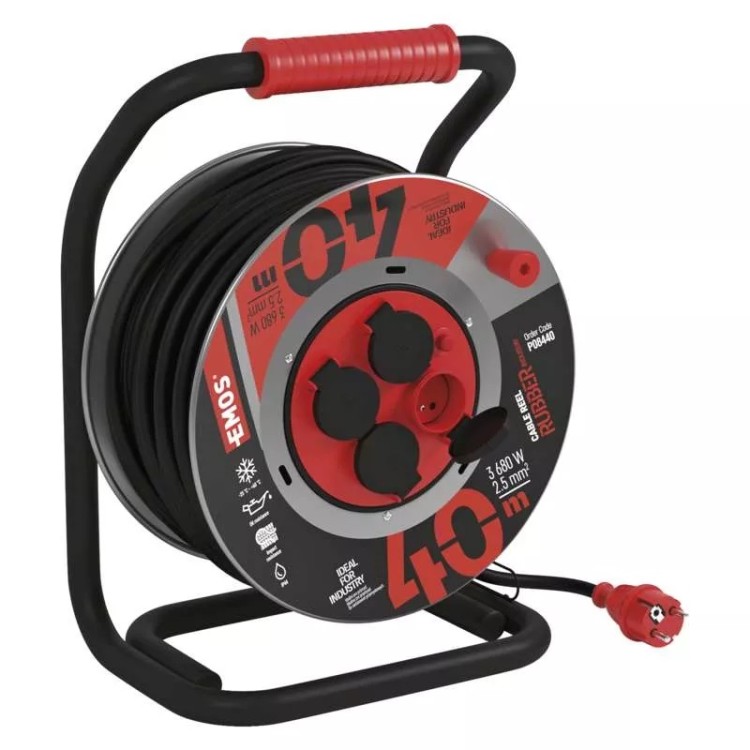 Prodlužovák na kov. bubnu 40 m z4 2,5 mm ~230 V