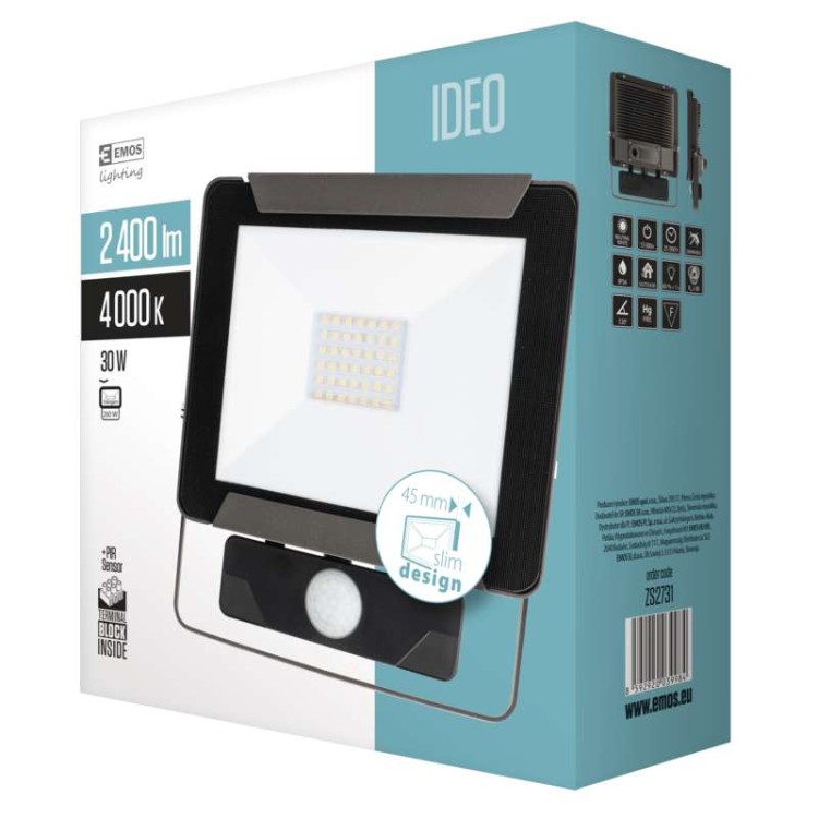 LED reflektor IDEO s pohybovým čidlem, 30W neutrální bílá
