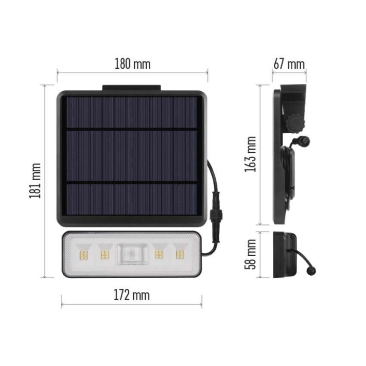 EMOS ZG112S Solární LED reflektor SUNNO s pohybovým čidlem, černý,neutrální bílá