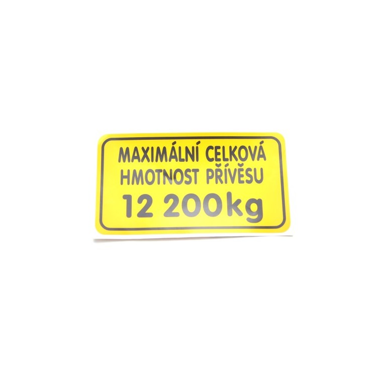 Štítek - hmotnost přívěsu 12200 kg 16802034