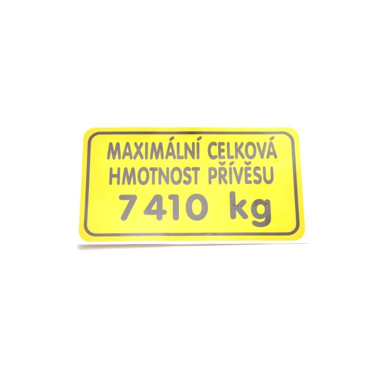 Štítek - hmotnost přívěsu 7410 kg 78802078