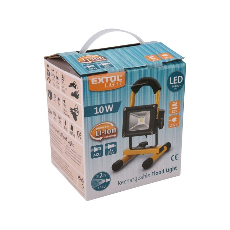 EXTOL LIGHT  reflektor LED, nabíjecí s podstavcem, 800lm, Li-ion