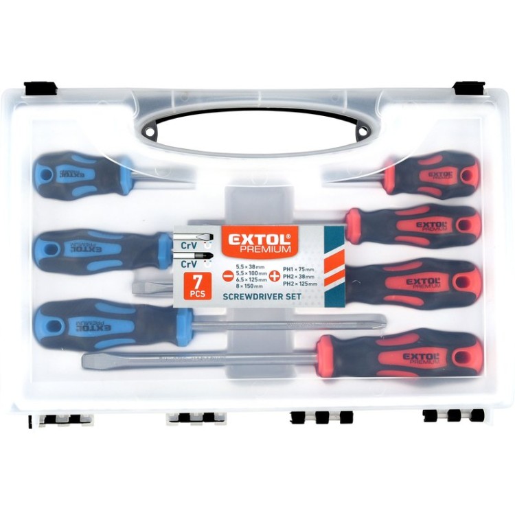 EXTOL PREMIUM šroubováky sada 7ks, 4x(-),3x(PH),