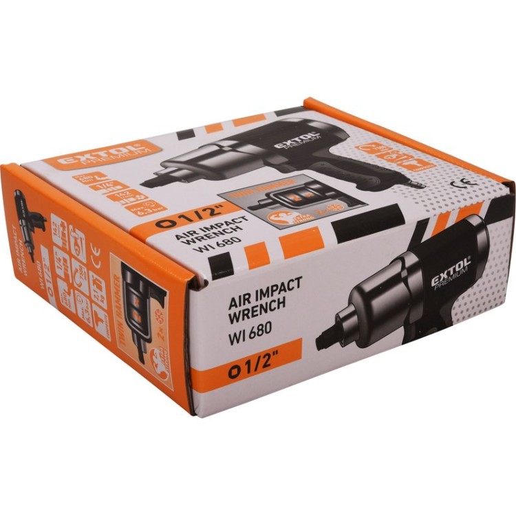 Utahovák pneu EXTOL PREMIUM 1/2", kompozit,  680Nm