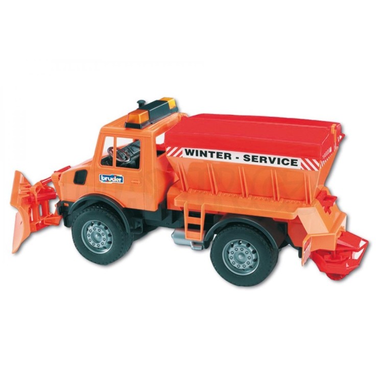 Bruder 2572 Mercedes Benz UNIMOG s radlicí a sypač