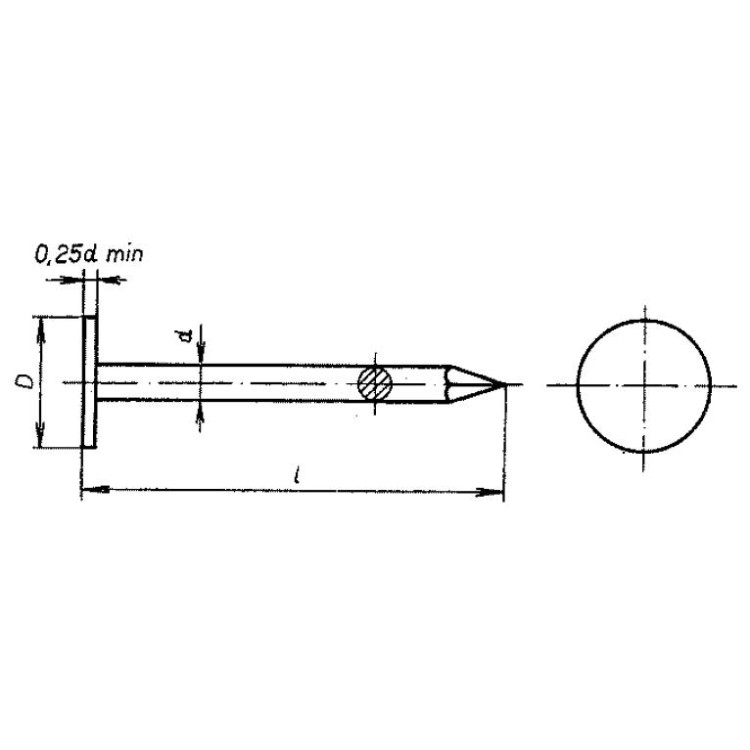 Hřebík do krytiny z oceli s velkou hlavou 2,5x25 Zn