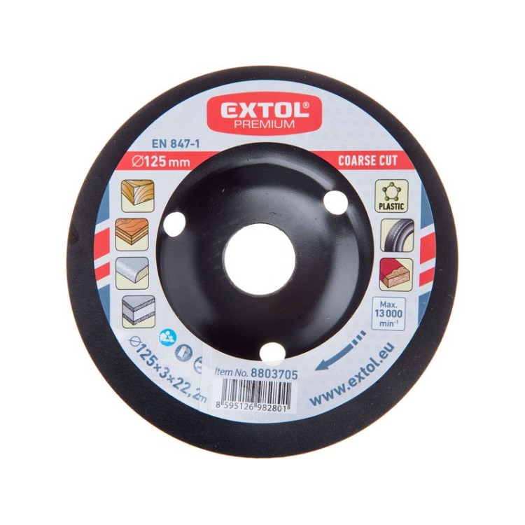 EXTOL PREMIUM rašplový na dřevo, 125x3x22,2mm, hrubý sek