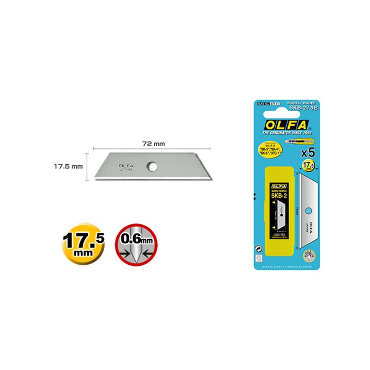 Čepele náhradní řezací Olfa SKB-2/5, výška17,5mm(bal.5ks)