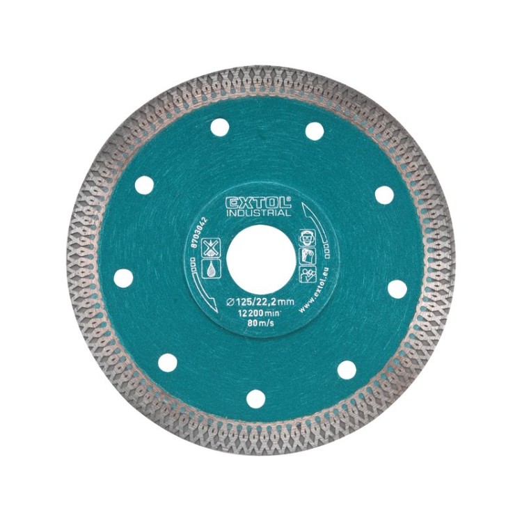 EXTOL Kotouč dia.  řezný, turbo Thin Cut, suché i mokré řezání, 150x22,2x1,8mm