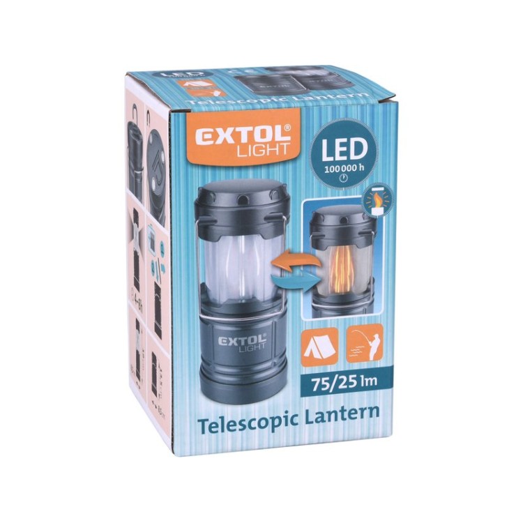 EXTOL LIGHT Lucerna teleskopická LED, 75lm/plamen