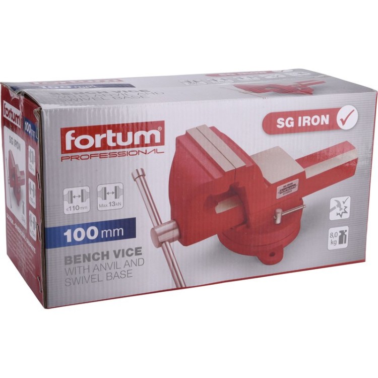 FORTUM Svěrák otočný s kovadlinou, 100mm, SG Iron