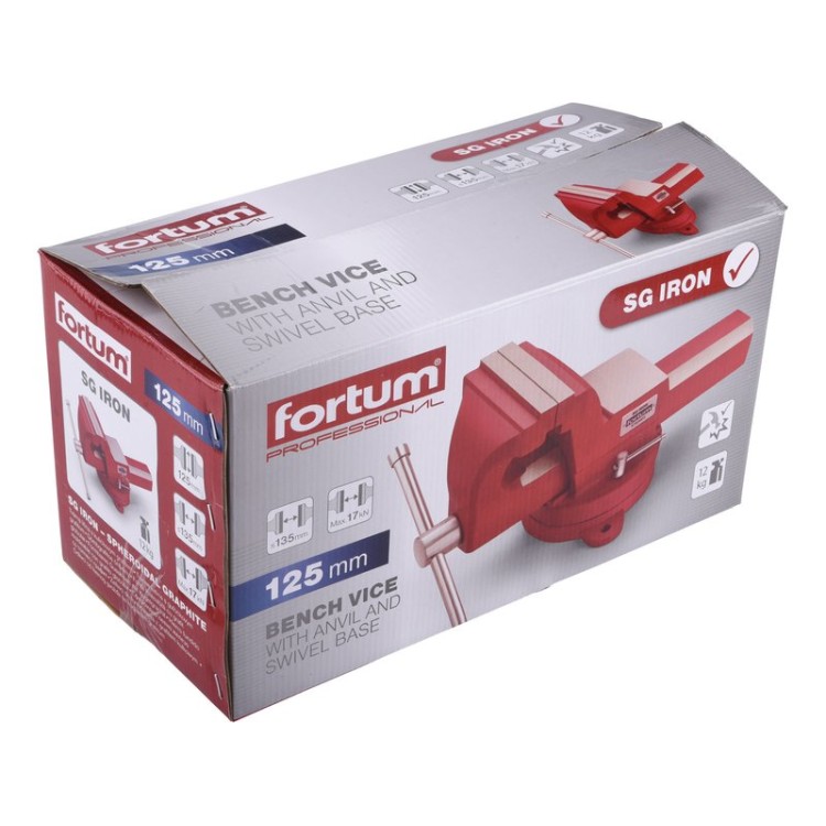 FORTUM Svěrák otočný s kovadlinou, 125mm, SG Iron
