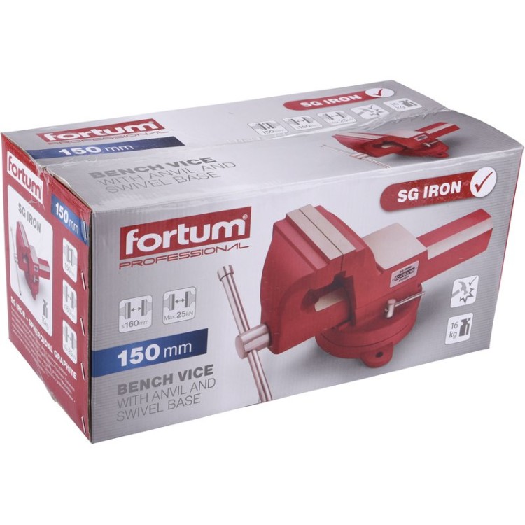 FORTUM Svěrák otočný s kovadlinou, 150mm, SG Iron