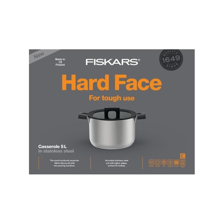FISKARS Hrnec 22 cm s pokličkou 5l nerez