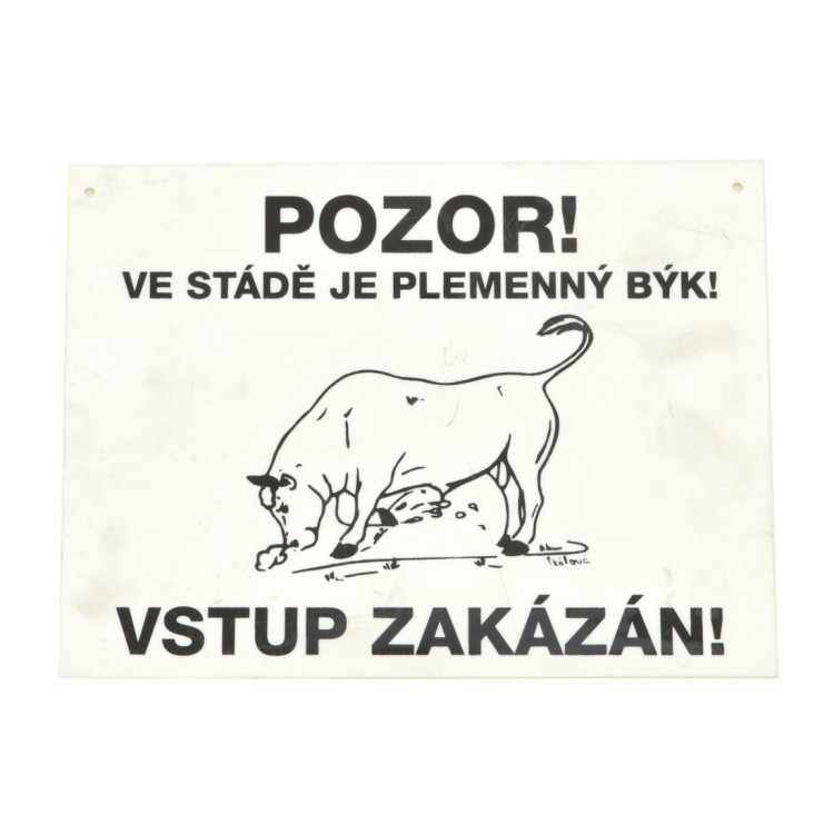 Výstražná cedulka - PLEMENNÝ BÝK