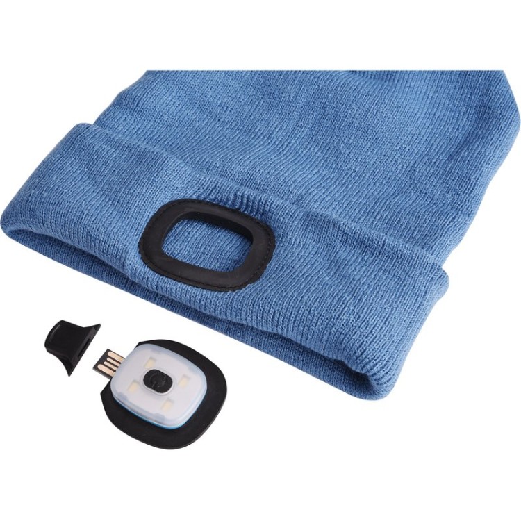 Čepice s čelovkou 45lm, nabíjecí, USB, modrá, univerzální velikost