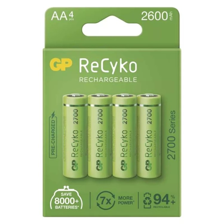 Baterie nabíjecí GP ReCyko 2700 AA (HR6), 4 ks