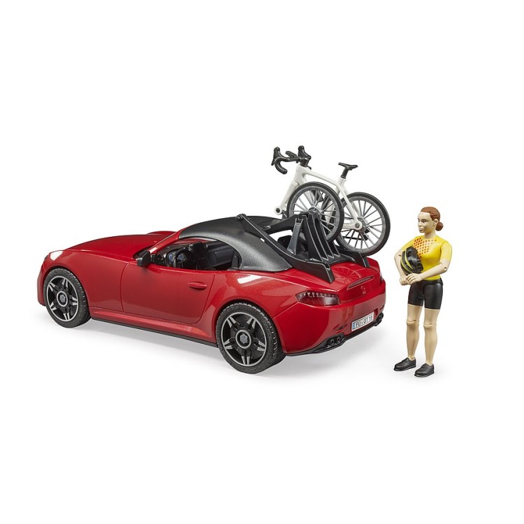 Auto sportovní Roadster s cyklistou Bruder 3485