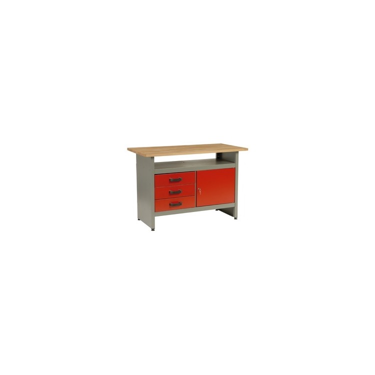Stůl pracovní 3x zásuvka, 1x dvířka - 1215x610x800mm MARS