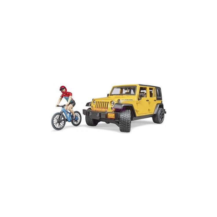 Jeep Wrangler Rubicon s kolem a cyklistou Bruder 02543