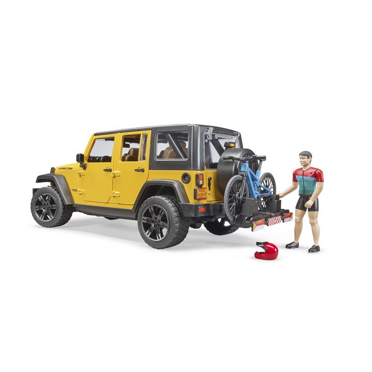 Jeep Wrangler Rubicon s kolem a cyklistou Bruder 02543