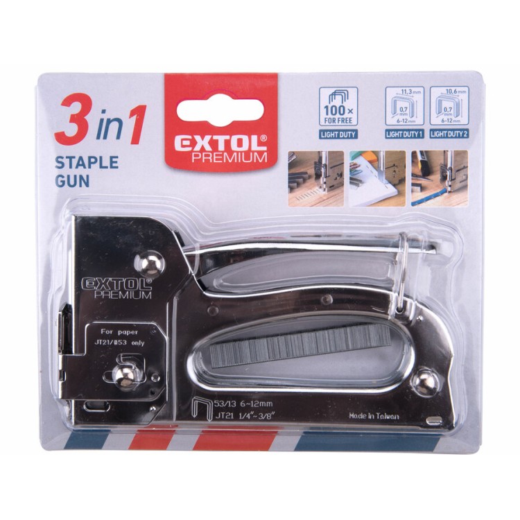 Extol 8851105 Pistole sponkovací 3funkční, 6-12mm, včetně 100ks spon