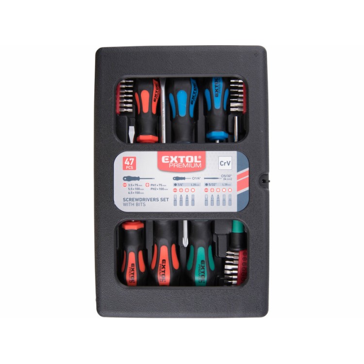 Extol Premium 8819258 Šroubováky a hroty sada 47ks, 1/4" hroty a 4mm mini hroty