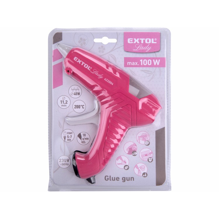 Extol Lady 422004 Pistole tavná lepící, průměr 11mm, 40W, růžová