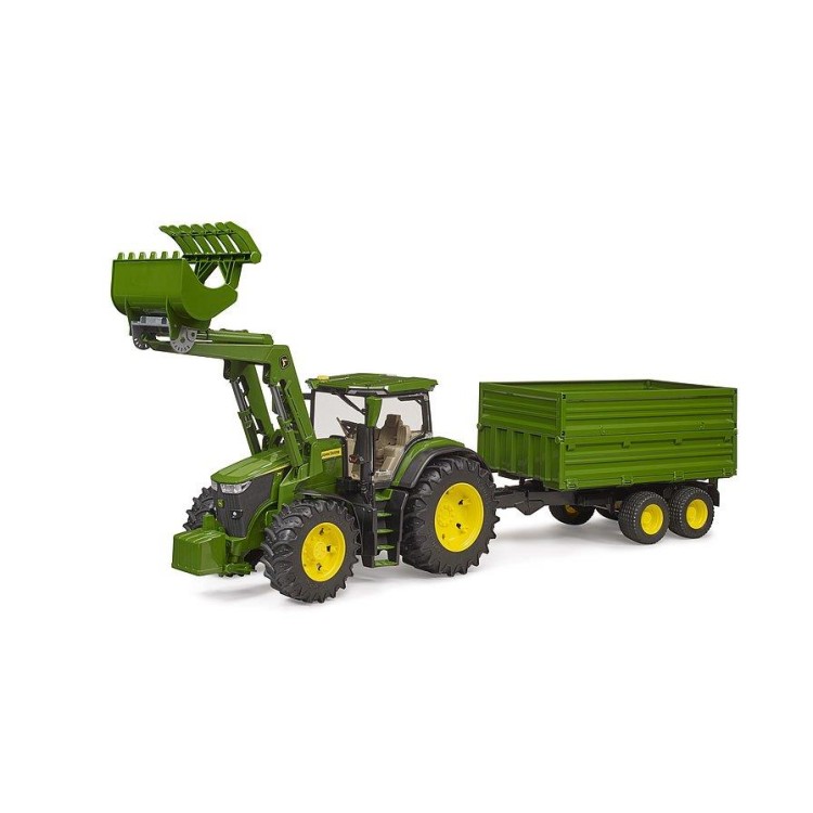 Traktor John Deere  7R 350 s čelním nakladačem a přívěsem Bruder 03155