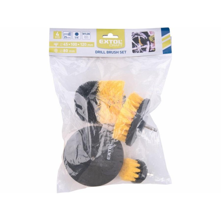 Extol Craft 904000 Sada čistících kartáčů na vrtačku 4ks, stopka 1/4"x25mm