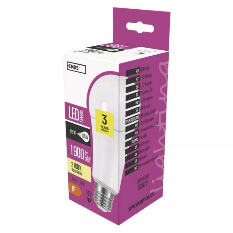 Emos ZQ5170 Žárovka Classic LED A67 18W E27 teplá bílá