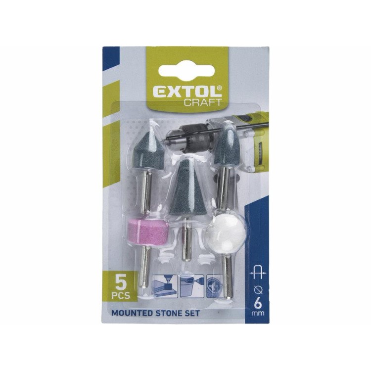 Extol 1820 Brusky rotační, sada 5ks, stopka 6mm