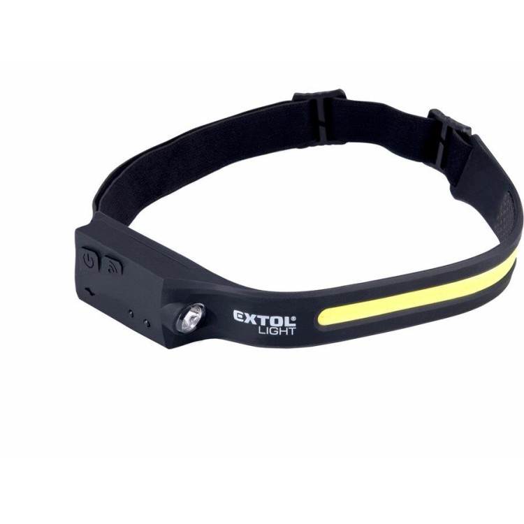 Extol 43186 Čelovka 350lm, USB nabíjení, s IR čidlem, COB, XPE LED