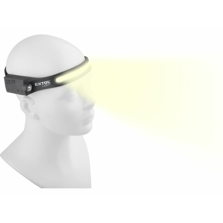Extol 43186 Čelovka 350lm, USB nabíjení, s IR čidlem, COB, XPE LED
