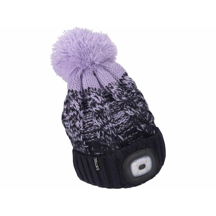 Extol Light 43466 Čepice s čelovkou 4x45lm, USB nabíjení, tmavě modrá/fialová