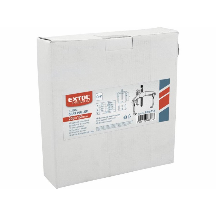 Extol Premium 881673 Stahovák tříramenný, kovaný, rozpětí 200, hloubka 150mm,CrV