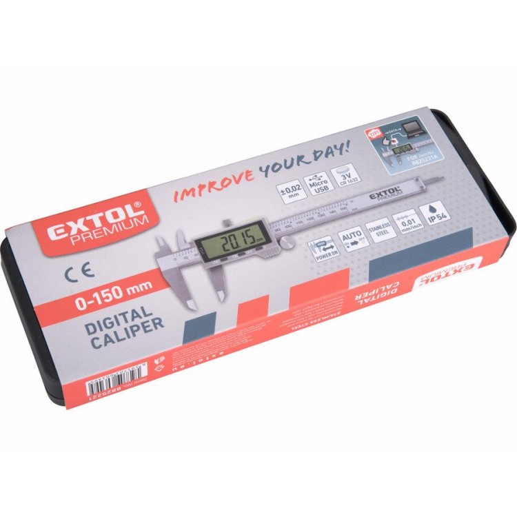 EXTOL 8825221 Měřítko posuvné digitální nerez, 0-150mm, IP54