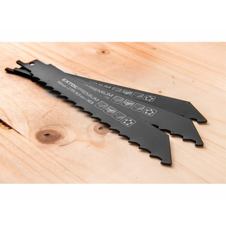 EXTOL 8806101 Plátky do pily ocasky 3ks, 200x19x1,25mm, HCS