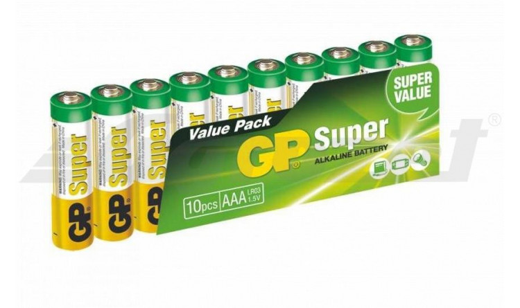 Alkalická baterie GP Super LR03 (AAA), 10 ks ve fólii