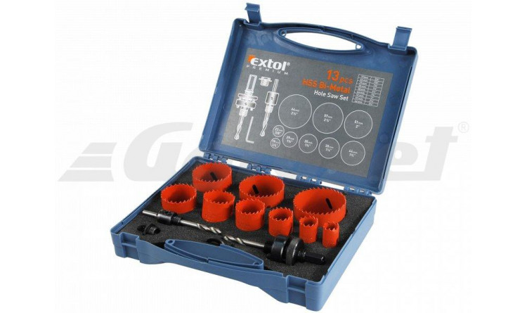 EXTOL 8801604 Vrtáky korunkové, univerzální, 9 průměrů, Ř19-64mm, HSS/Bi-metal