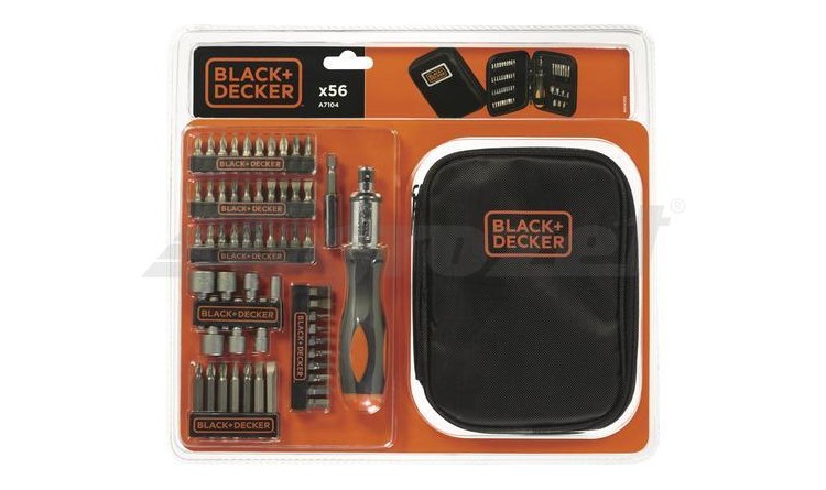 Black&Decker A7104 56dílná sada bitů a nástrčných klíčů s ráčnovým šroubovákem