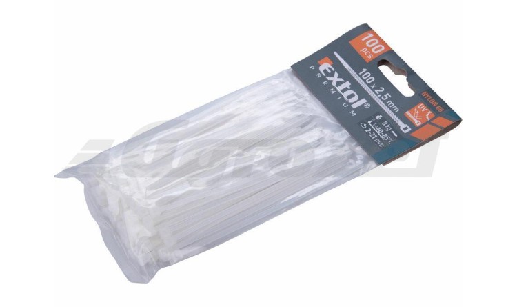 Extol Premium 8856102 Pásky stahovací na kabely bílé, 100x2,5mm, 100ks