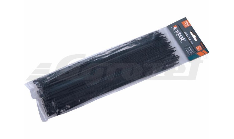 Extol Premium 8856158 Pásky stahovací na kabely černé, 280x3,6mm, 100ks