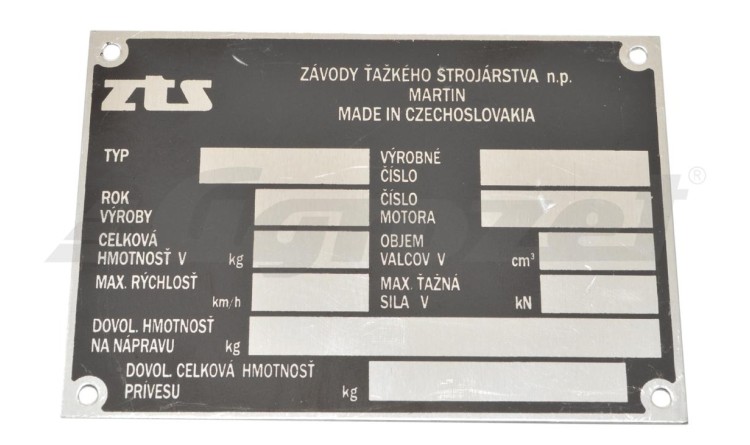 Výrobní štítek traktoru Zetor ZTS - český popis 89805024