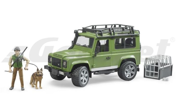Land Rover Defender, figurka myslivce a Německého ovčáka Bruder 02587