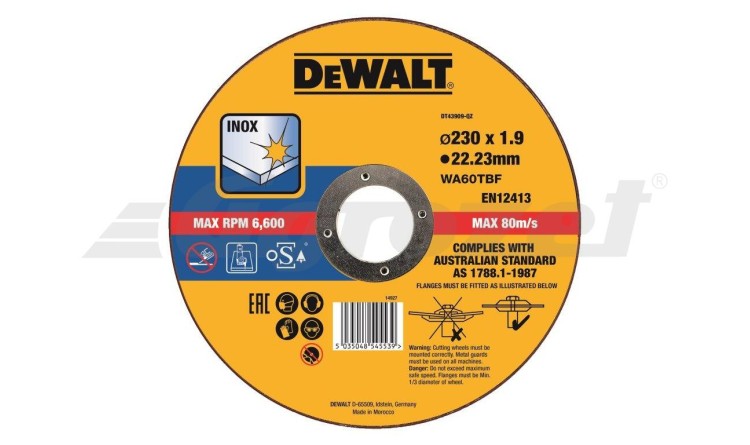 DEWALT DT43909 Řezný kotouč na nerezovou ocel 230X1,9X22,2
