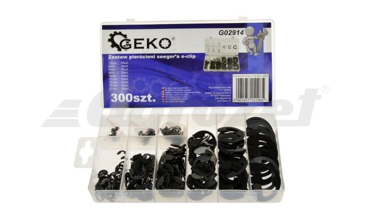 Geko G02914 Sada kroužků seegerů e-clip 300 ks
