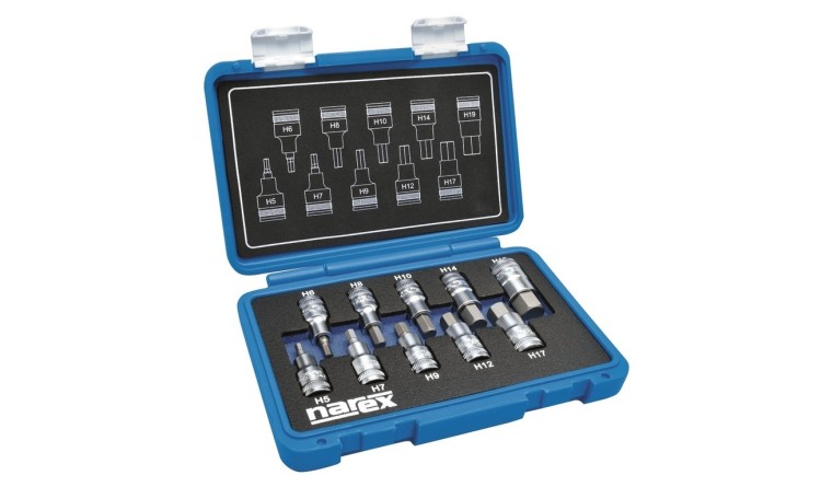 NAREX 443000957 Sada hlavic 1/2" zástrčných imbus 5-19mm L55mm 10dílná