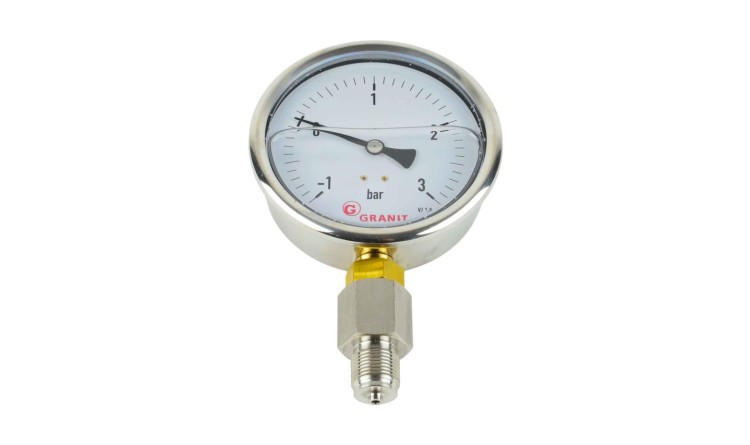 00380256 Manovakuometr pr.100 -1/+3 bar, kovový s glycerínem závit G 1/2"