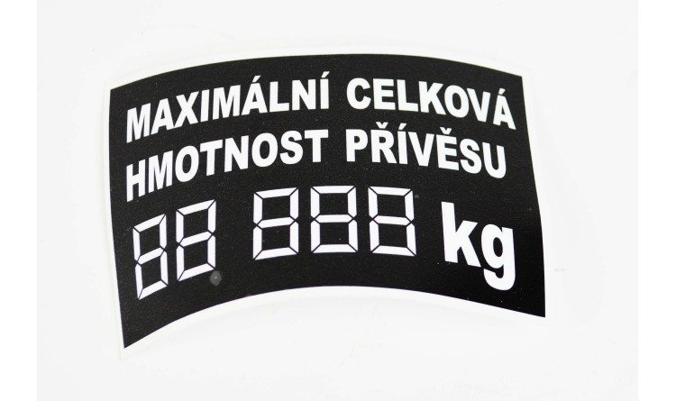 Štítek maximální povolená hmotnost dig. 130x85 mm